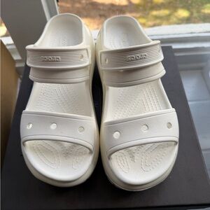 CROCS Cream Double-Strap Slide Sandals